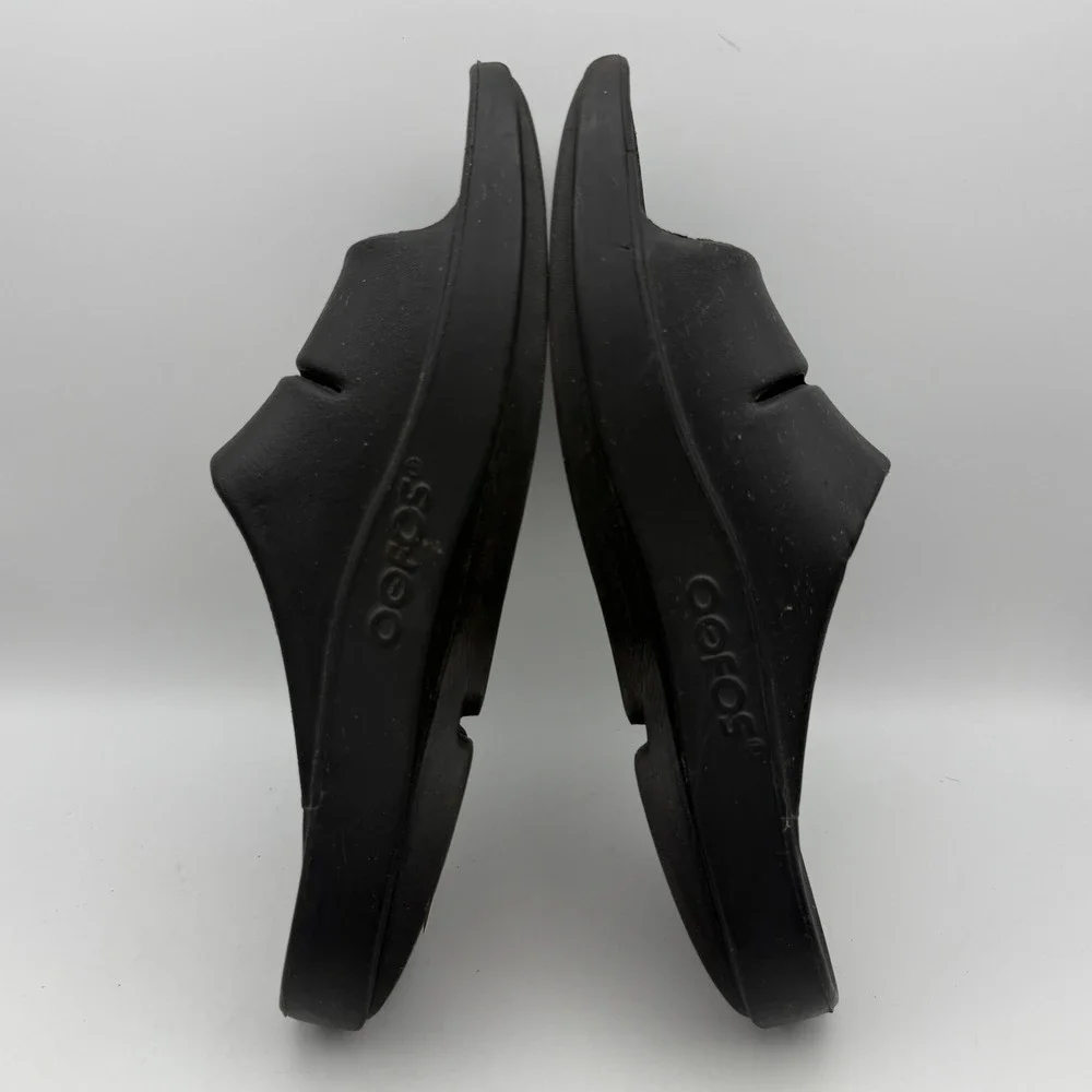 OOFOS OOahh Slide Sandals‎ Unisex Men 9 Women 11 Black Recovery Comfort Shoe